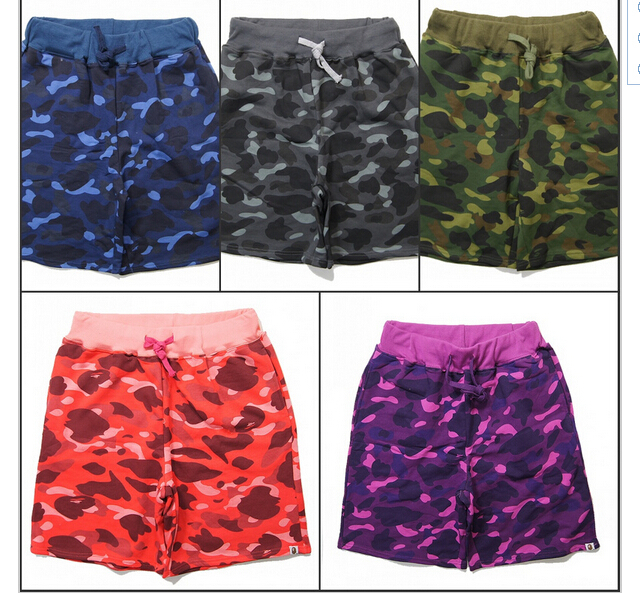 ο BAPE  ׸  ݹ   ƮƮ  Ȱ ݹ  Ŵ   ġ ũ Ϸ ݹ/New BAPE Camouflage Painted Summer Shorts Men Hip Hop Street Sports Active S